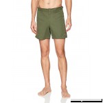 OndadeMar Men's Sand Fit Snap Front Solid Fixed Waist Swim Trunk Olive Embroidered B074HTJVXB